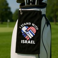 I Stand With Israel Usa American Flag With Israel Flag Heart Golf Towel