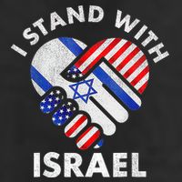I Stand With Israel Usa American Flag With Israel Flag Heart Golf Towel