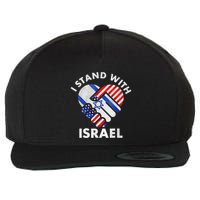 I Stand With Israel Usa American Flag With Israel Flag Heart Wool Snapback Cap