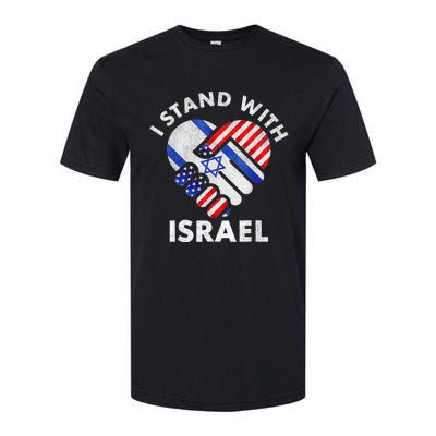 I Stand With Israel Usa American Flag With Israel Flag Heart Softstyle® CVC T-Shirt