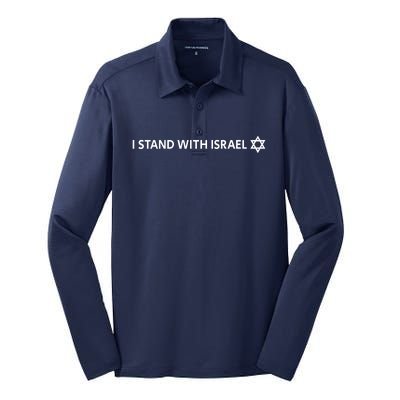 I Stand With Israel | Israeli Flag Jewish Star Of David Silk Touch Performance Long Sleeve Polo