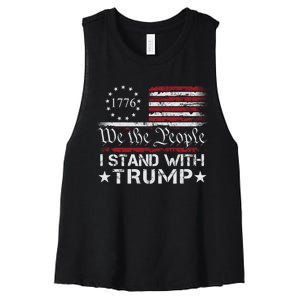 I Stand With Trump Free Trump Supporters Pro Trump We The People American Flag Women's Racerback Cropped Tank