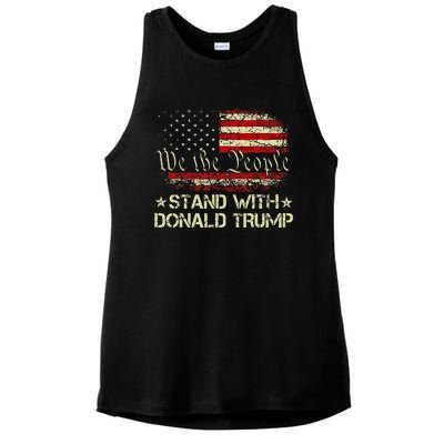 I Stand With Donald Trump Support Pro Trump American Flag Ladies PosiCharge Tri-Blend Wicking Tank