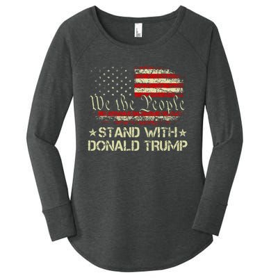 I Stand With Donald Trump Support Pro Trump American Flag Women's Perfect Tri Tunic Long Sleeve Shirt