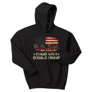 I Stand With Donald Trump Support Pro Trump American Flag Kids Hoodie