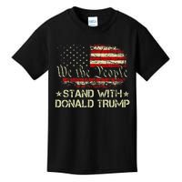 I Stand With Donald Trump Support Pro Trump American Flag Kids T-Shirt