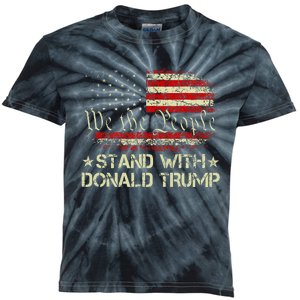 I Stand With Donald Trump Support Pro Trump American Flag Kids Tie-Dye T-Shirt