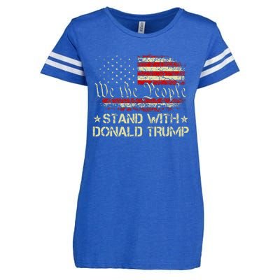 I Stand With Donald Trump Support Pro Trump American Flag Enza Ladies Jersey Football T-Shirt