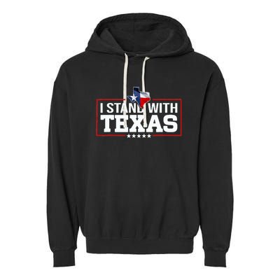 I Stand With Texas Flag Barbed Wire Garment-Dyed Fleece Hoodie