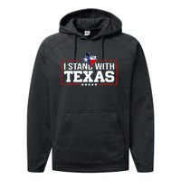 I Stand With Texas Flag Barbed Wire Performance Fleece Hoodie