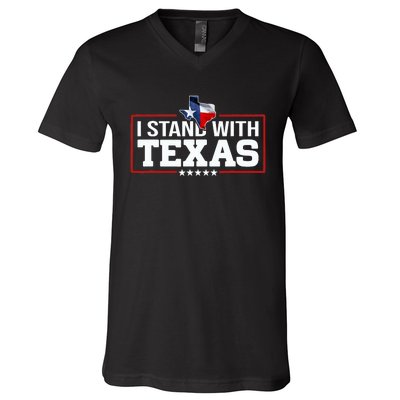 I Stand With Texas Flag Barbed Wire V-Neck T-Shirt