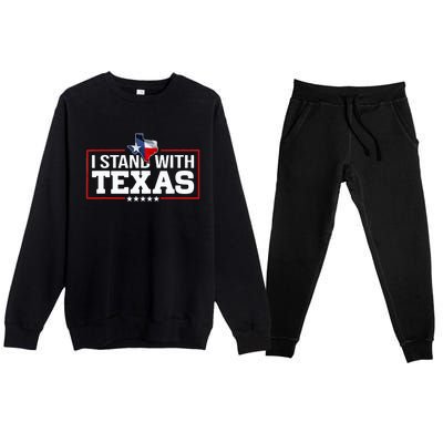 I Stand With Texas Flag Barbed Wire Premium Crewneck Sweatsuit Set