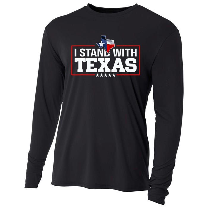 I Stand With Texas Flag Barbed Wire Cooling Performance Long Sleeve Crew