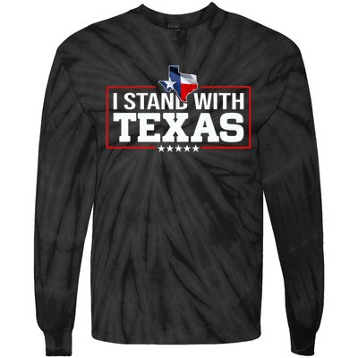 I Stand With Texas Flag Barbed Wire Tie-Dye Long Sleeve Shirt