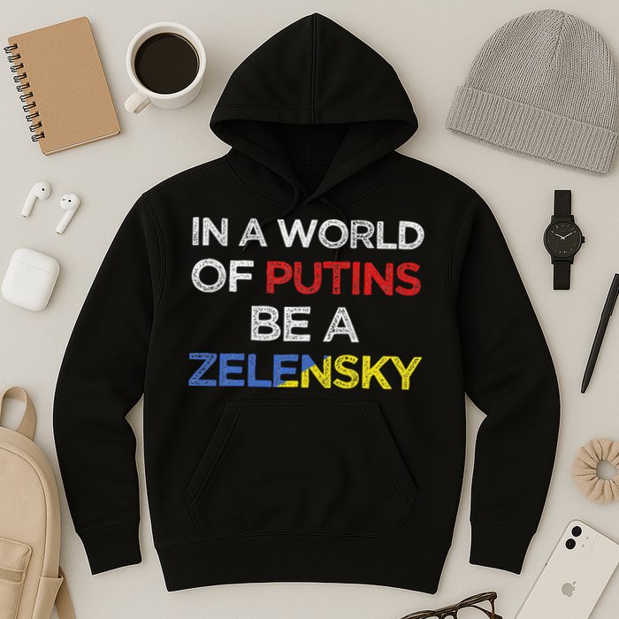 I Stand With Ukraine In A World Of Putins Be A Zelensky Hoodie
