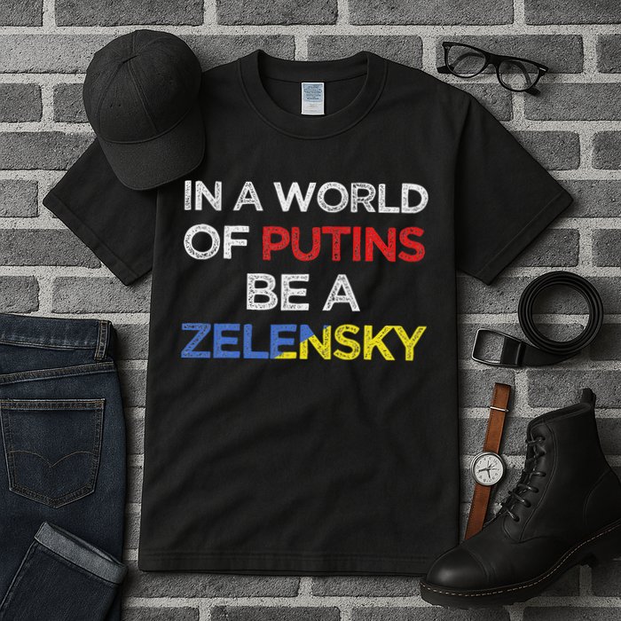 I Stand With Ukraine In A World Of Putins Be A Zelensky Tall T-Shirt