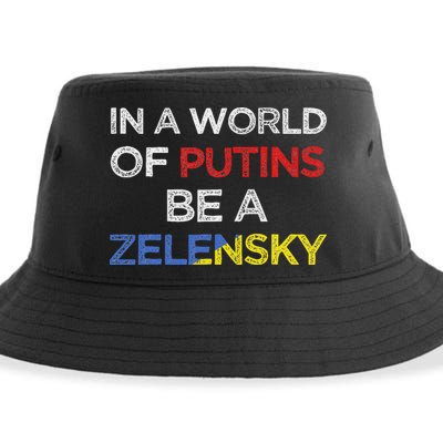 I Stand With Ukraine In A World Of Putins Be A Zelensky Sustainable Bucket Hat