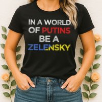 I Stand With Ukraine In A World Of Putins Be A Zelensky Womens T-Shirt