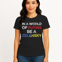 I Stand With Ukraine In A World Of Putins Be A Zelensky Womens T-Shirt