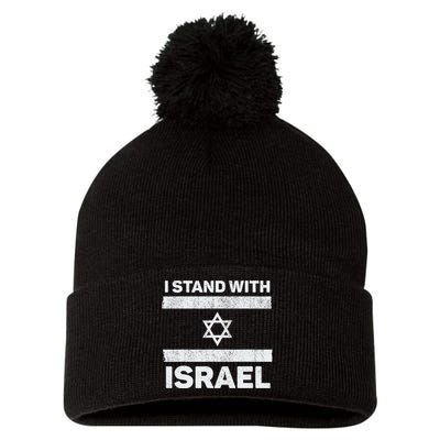 I Stand With Israel My Support Israel Flag Pride Pom Pom 12in Knit Beanie