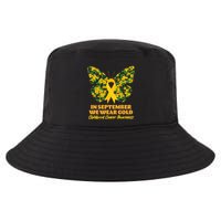 In September We Wear Gold Childhood Cancer Awareness Flower Butterfly Cool Comfort Performance Bucket Hat