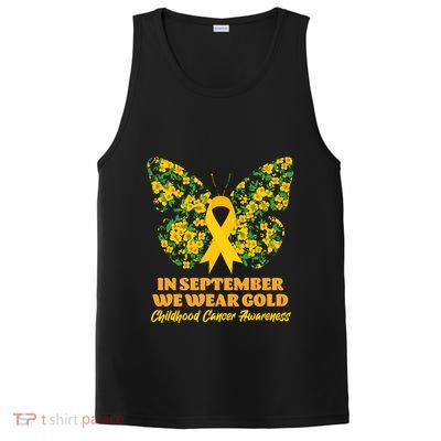 In September We Wear Gold Childhood Cancer Awareness Flower Butterfly PosiCharge Competitor Tank