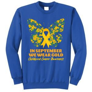 In September We Wear Gold Childhood Cancer Awareness Flower Butterfly Sweatshirt