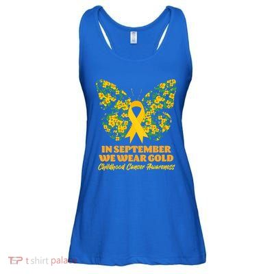 In September We Wear Gold Childhood Cancer Awareness Flower Butterfly Ladies Essential Flowy Tank