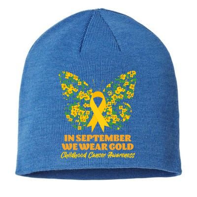 In September We Wear Gold Childhood Cancer Awareness Flower Butterfly Sustainable Beanie