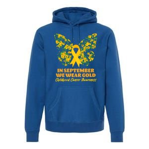 In September We Wear Gold Childhood Cancer Awareness Flower Butterfly Premium Hoodie