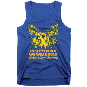 In September We Wear Gold Childhood Cancer Awareness Flower Butterfly Tank Top