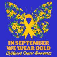 In September We Wear Gold Childhood Cancer Awareness Flower Butterfly Kids T-Shirt