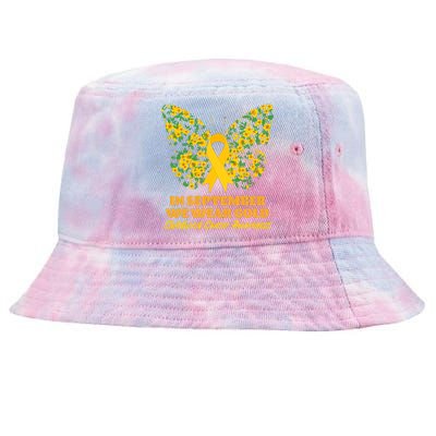 In September We Wear Gold Childhood Cancer Awareness Flower Butterfly Tie-Dyed Bucket Hat