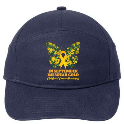 In September We Wear Gold Childhood Cancer Awareness Flower Butterfly 7-Panel Snapback Hat