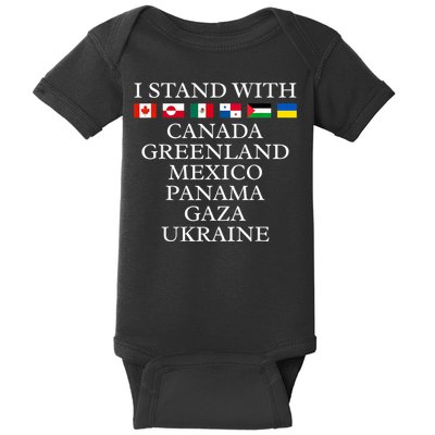 I Stand With Canada Greenland Mexico Panama Gaza Ukraine Baby Bodysuit