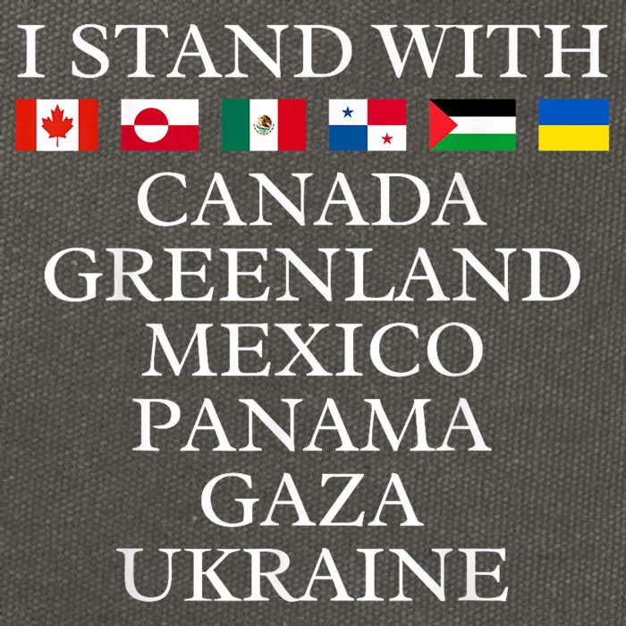I Stand With Canada Greenland Mexico Panama Gaza Ukraine Cotton Canvas Backpack