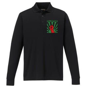 I Stand With Palestine For Their Freedom Free Palestine Performance Long Sleeve Polo