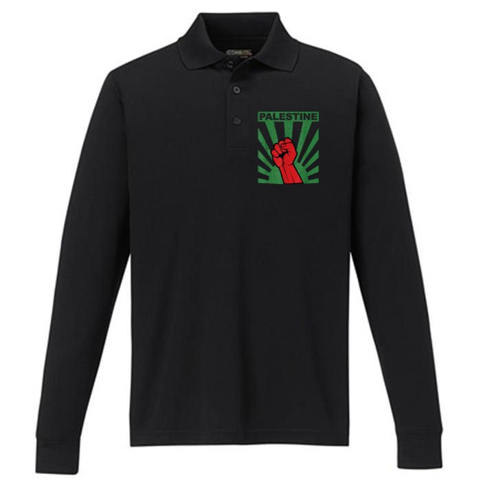 I Stand With Palestine For Their Freedom Free Palestine Performance Long Sleeve Polo