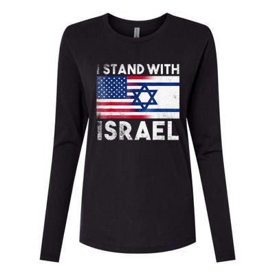 I Stand With Israel Pray For Israel US and Israel Flag Womens Cotton Relaxed Long Sleeve T-Shirt