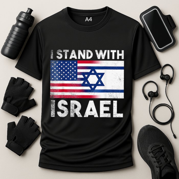 I Stand With Israel Pray For Israel US and Israel Flag Cooling Performance Crew T-Shirt
