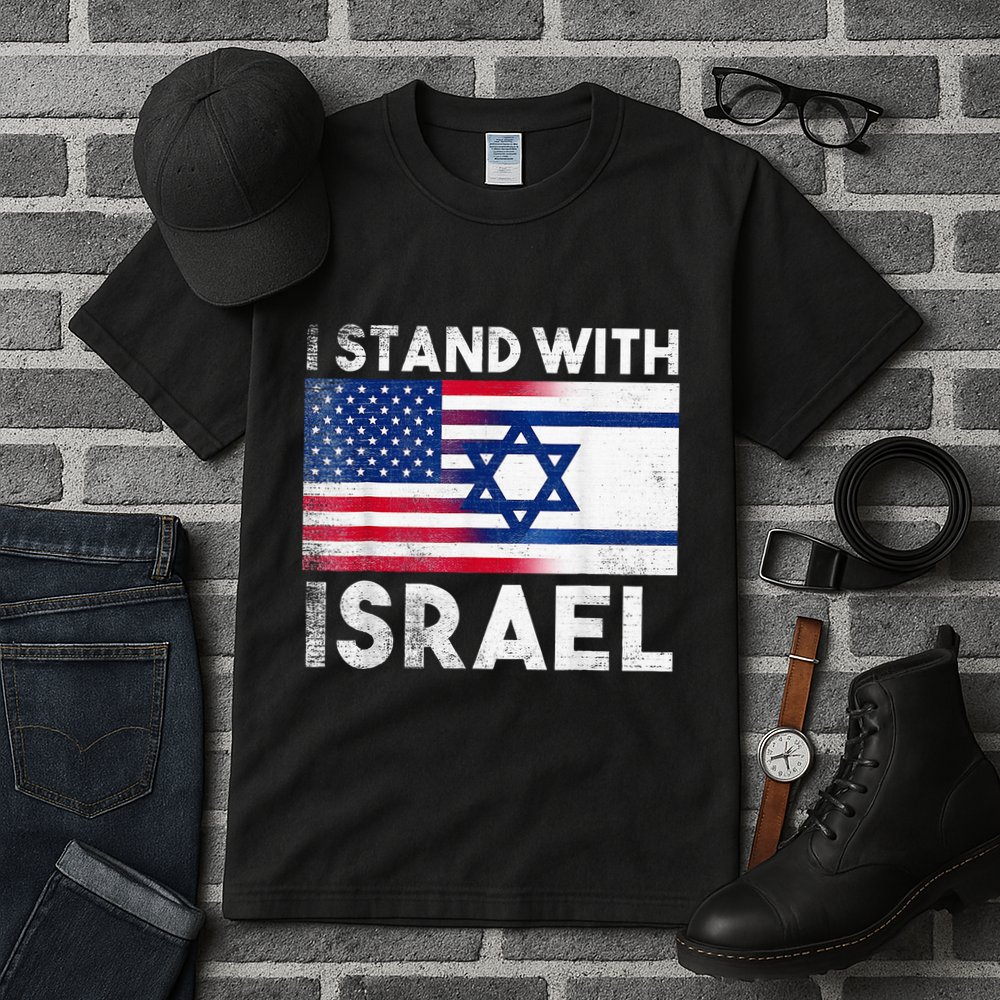 I Stand With Israel Pray For Israel US and Israel Flag Tall T-Shirt