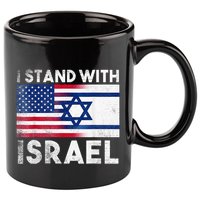 I Stand With Israel Pray For Israel US and Israel Flag 11oz C Handle Ceramic Mug