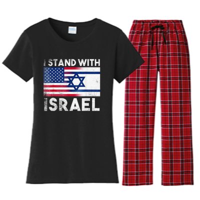 I Stand With Israel Pray For Israel US and Israel Flag Women's Flannel Pajama Set