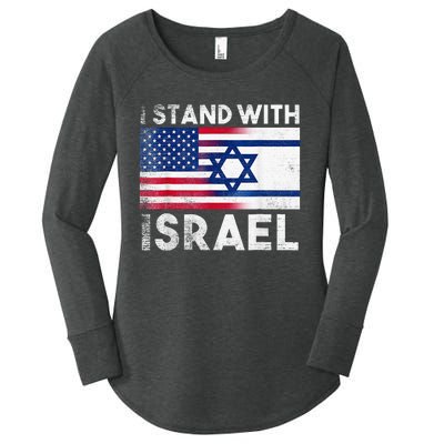 I Stand With Israel Pray For Israel US and Israel Flag Women's Perfect Tri Tunic Long Sleeve Shirt