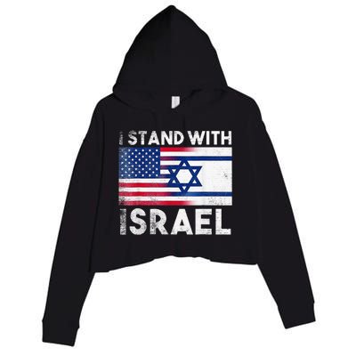 I Stand With Israel Pray For Israel US and Israel Flag Crop Fleece Hoodie