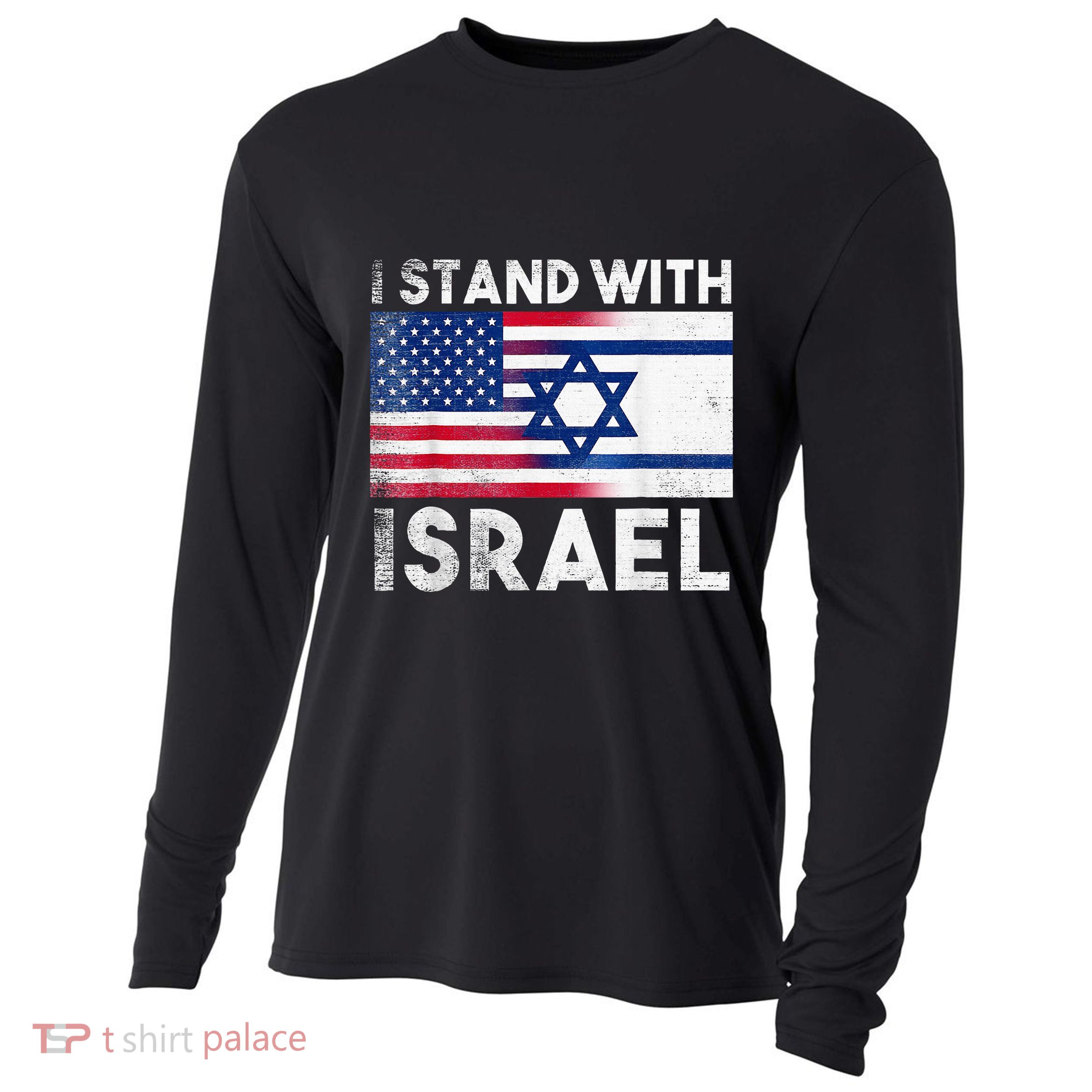 I Stand With Israel Pray For Israel US and Israel Flag Cooling Performance Long Sleeve Crew