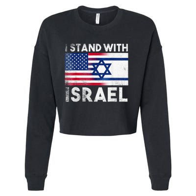 I Stand With Israel Pray For Israel US and Israel Flag Cropped Pullover Crew