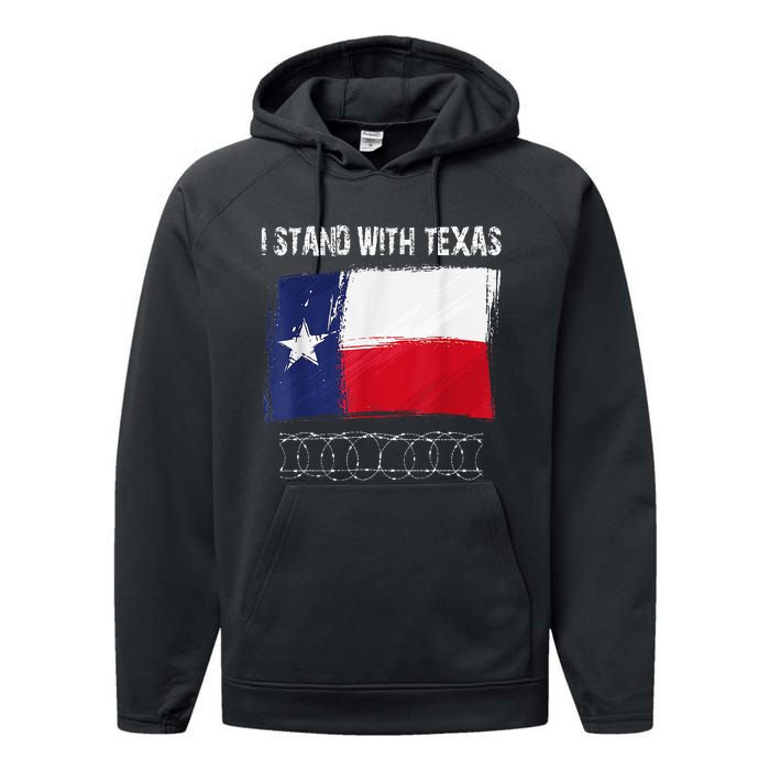 I Stand With Texas Flag Usa State Of Texas Performance Fleece Hoodie