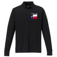 I Stand With Texas Flag Usa State Of Texas Performance Long Sleeve Polo