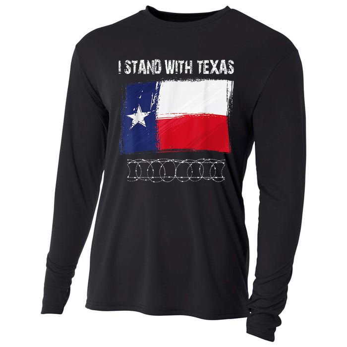 I Stand With Texas Flag Usa State Of Texas Cooling Performance Long Sleeve Crew